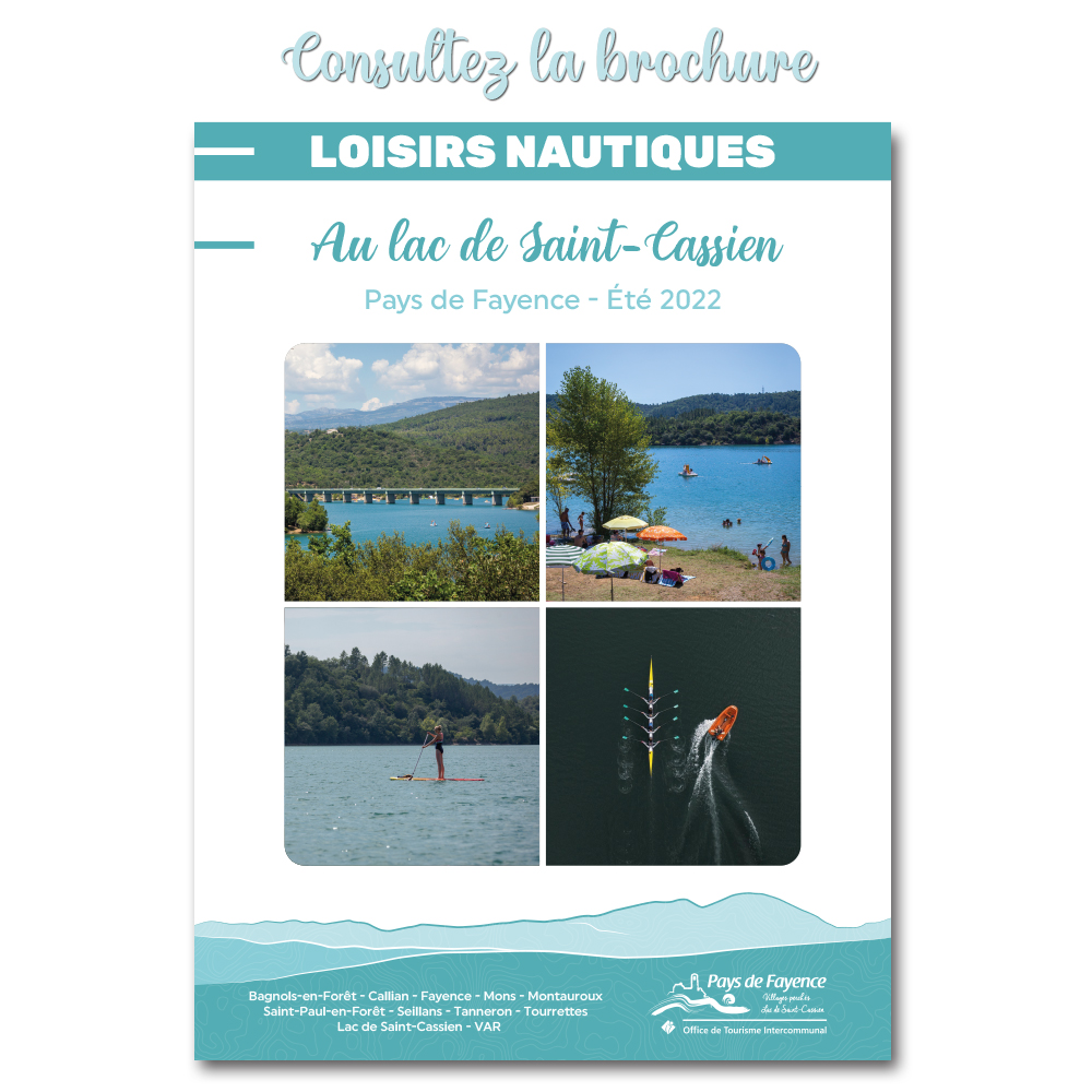 Brochure Au lac de Saint-Cassien pour l'Office de Tourisme Intercommunal du Pays de Fayence