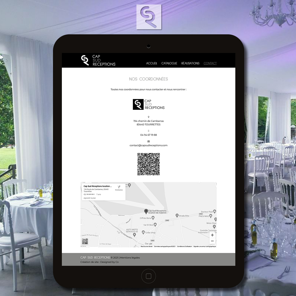 Site internet pour Cap Sud Receptions