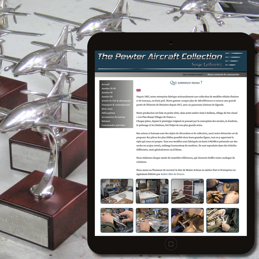 Site internet pour The Pewter Aircraft Collection