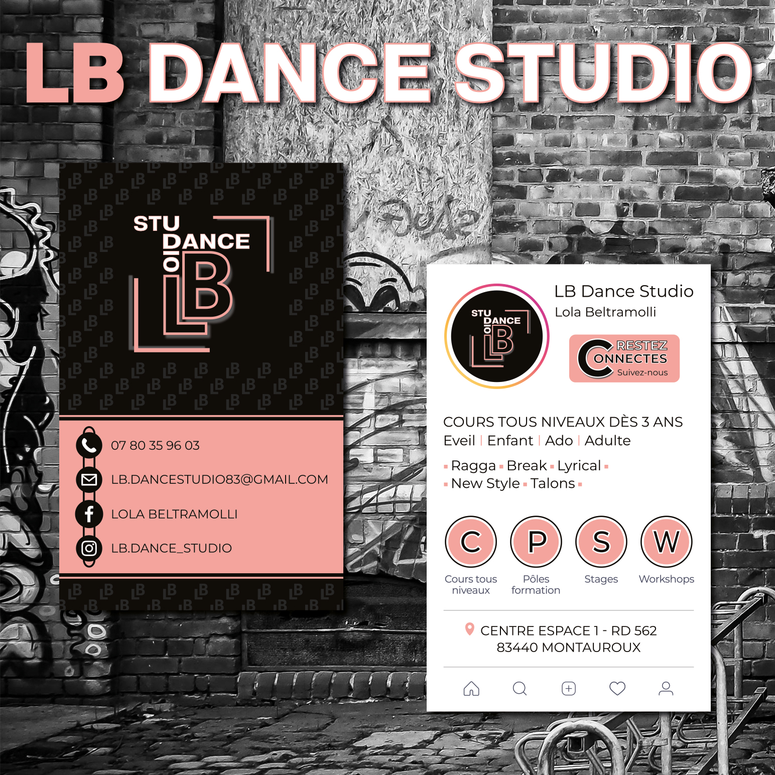 Cartes de visite personnalisées pour LB Dance Studio