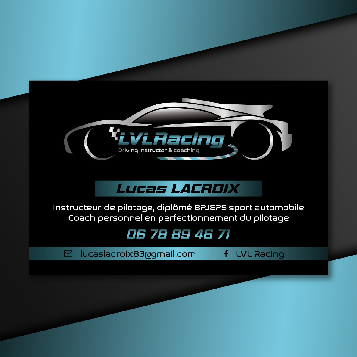 Carte de visite personnalisée pour LVL Racing