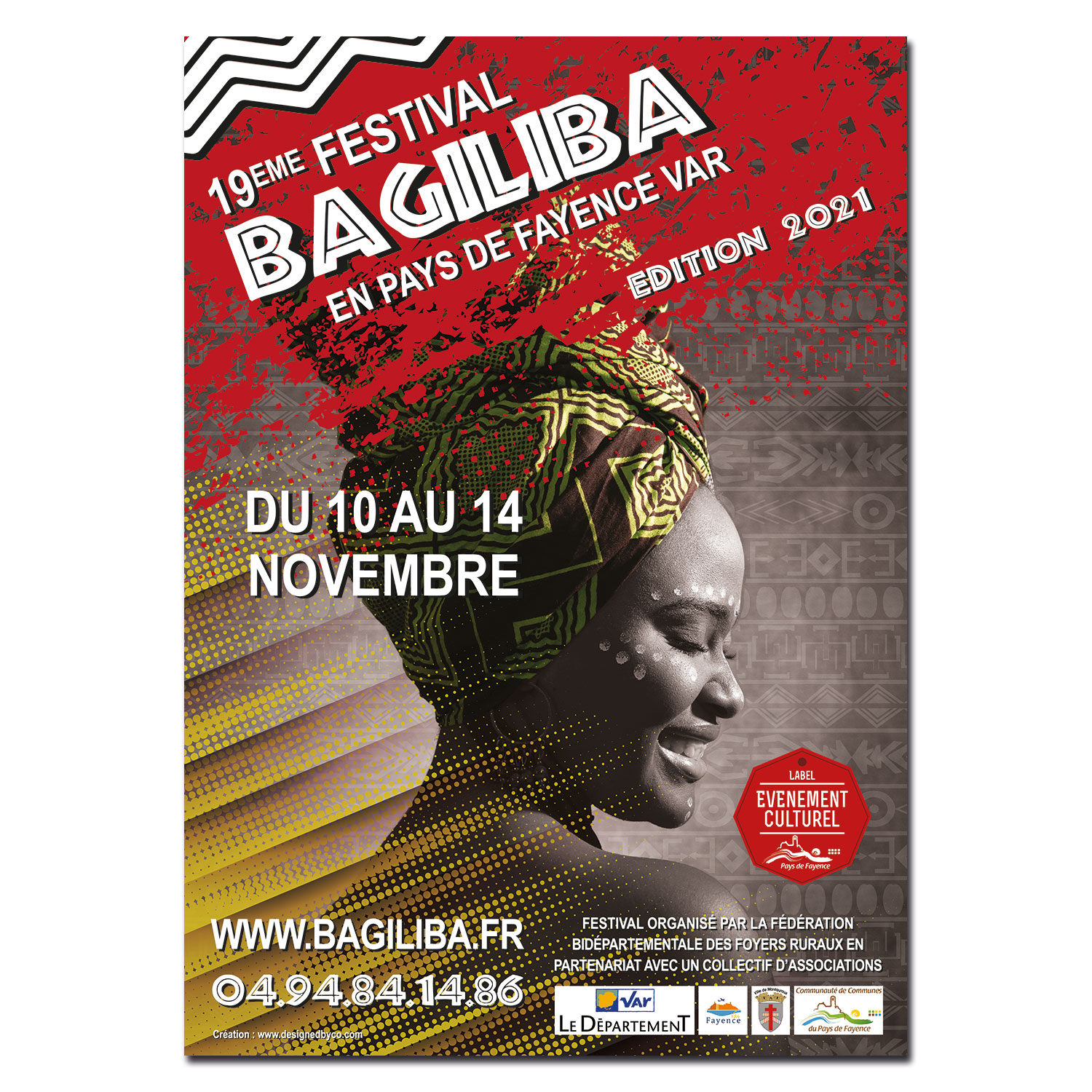 Affiche pour la 19ème édition du festial africain Bagiliba en Pays de Fayence