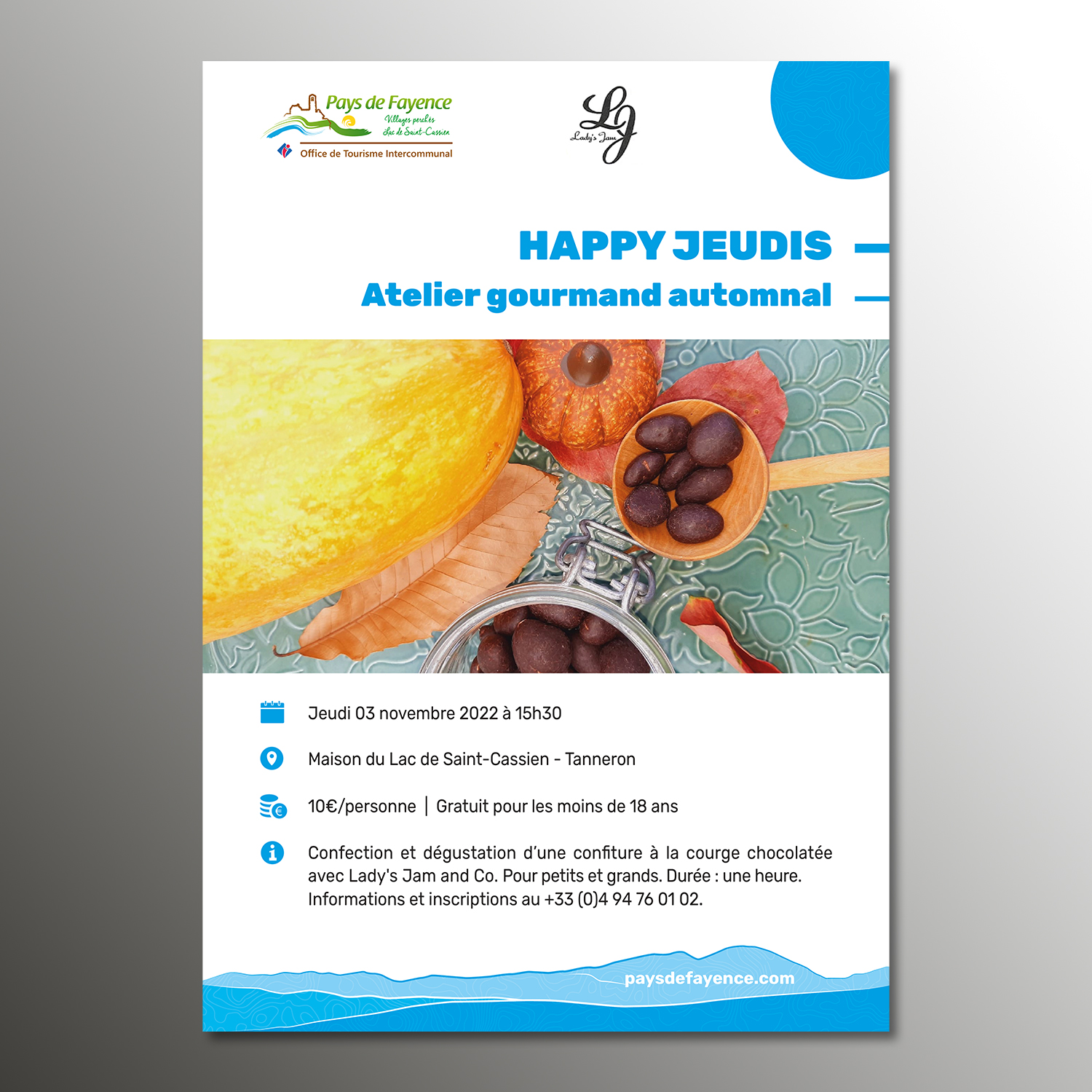 Affiche pour les Happy Jeudis de l'Office de Tourisme Intercommunal du Pays de Fayence