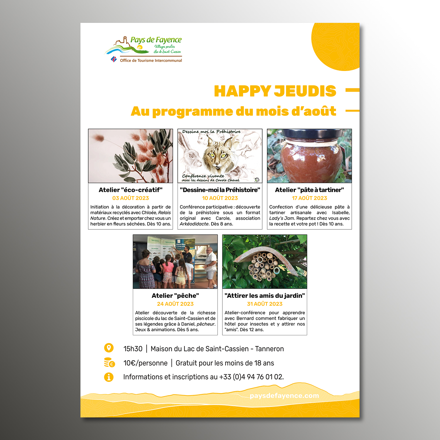 Affiche pour les Happy Jeudis en aout pour l'Office de Tourisme Intercommunal du Pays de Fayence