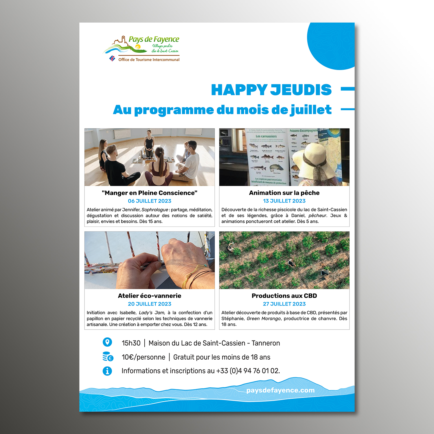 Affiche pour les Happy Jeudis en juillet pour l'Office de Tourisme Intercommunal du Pays de Fayence