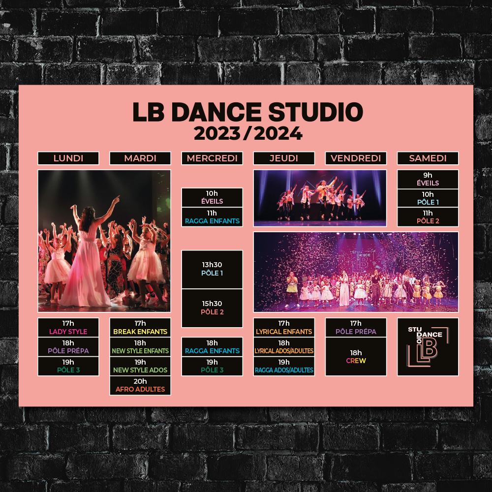 Planning personnalisé pour LB Dance Studio