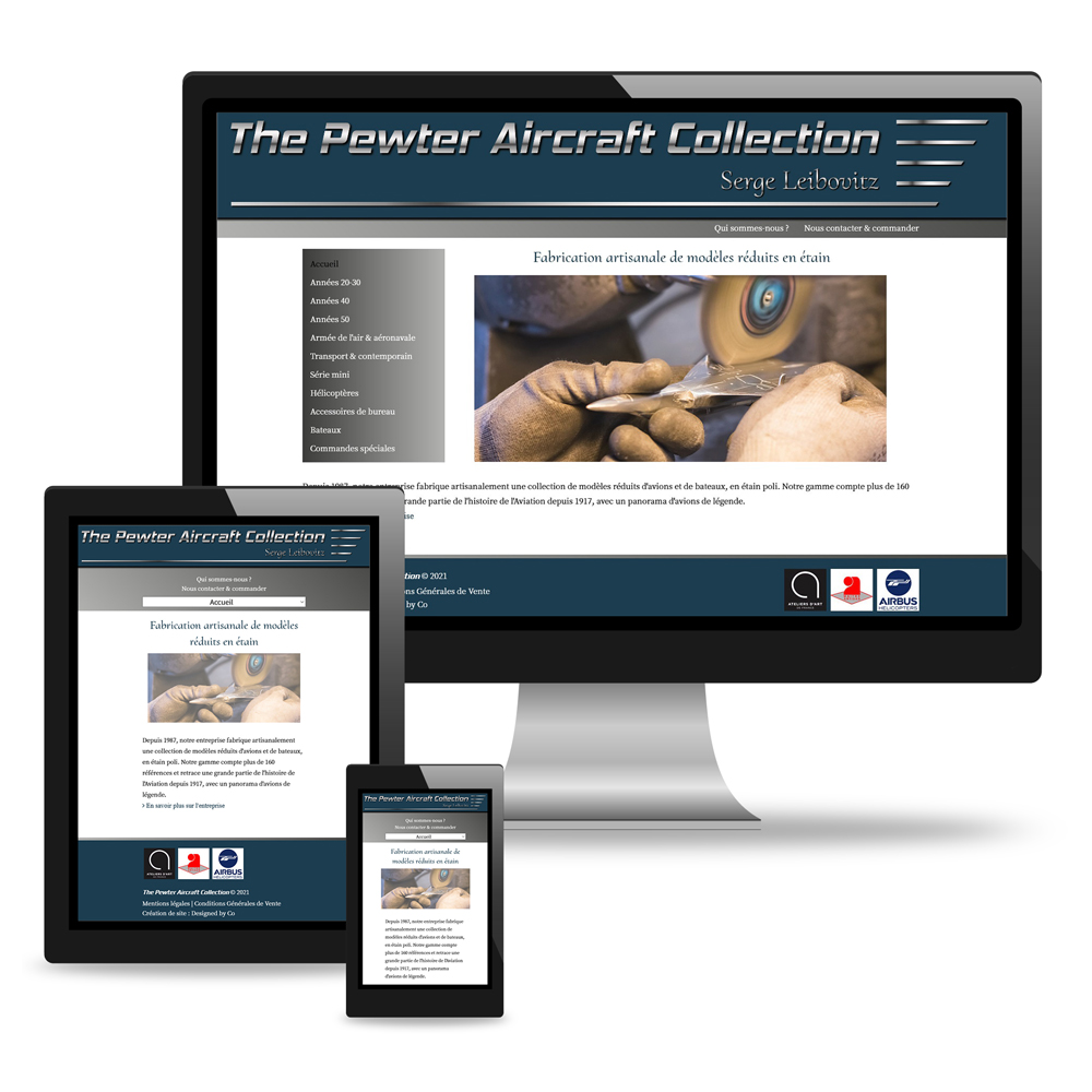 Site internet pour The Pewter Aircraft Collection