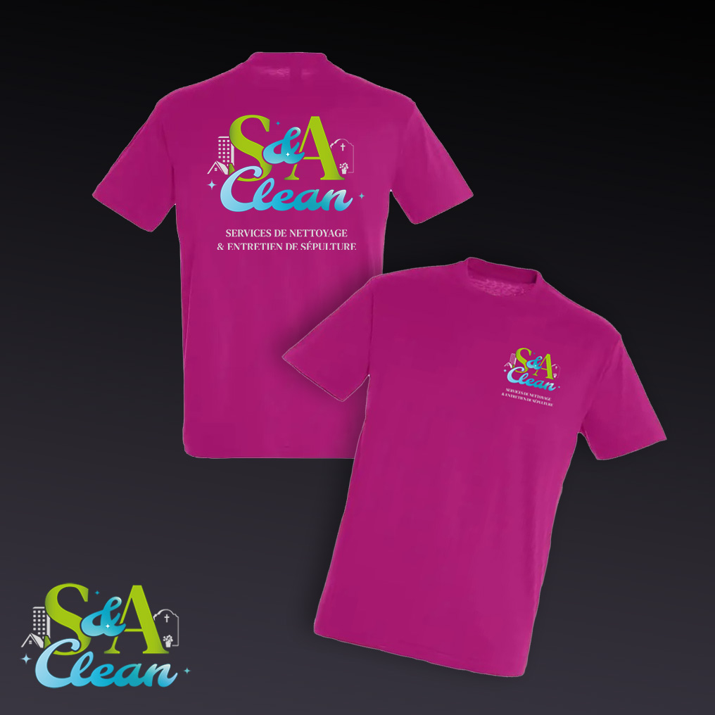 Tshirts professionnels pour S&A Clean agence de nettoyage